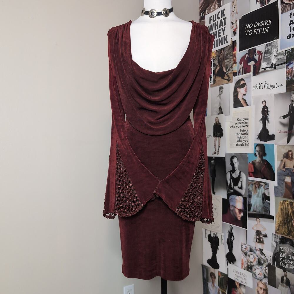 Cowl Neck Cache Vintage Whimsygoth Dress